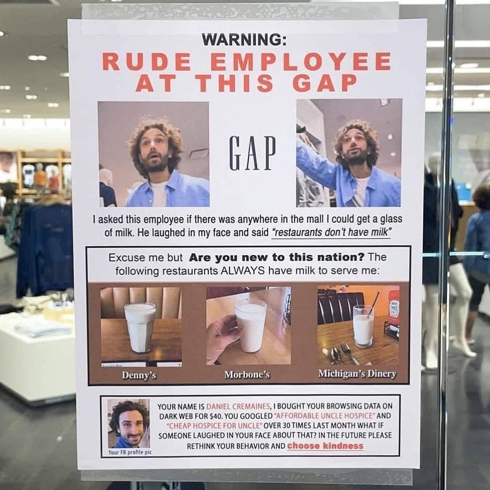 Fake poster highlighting Gap employee